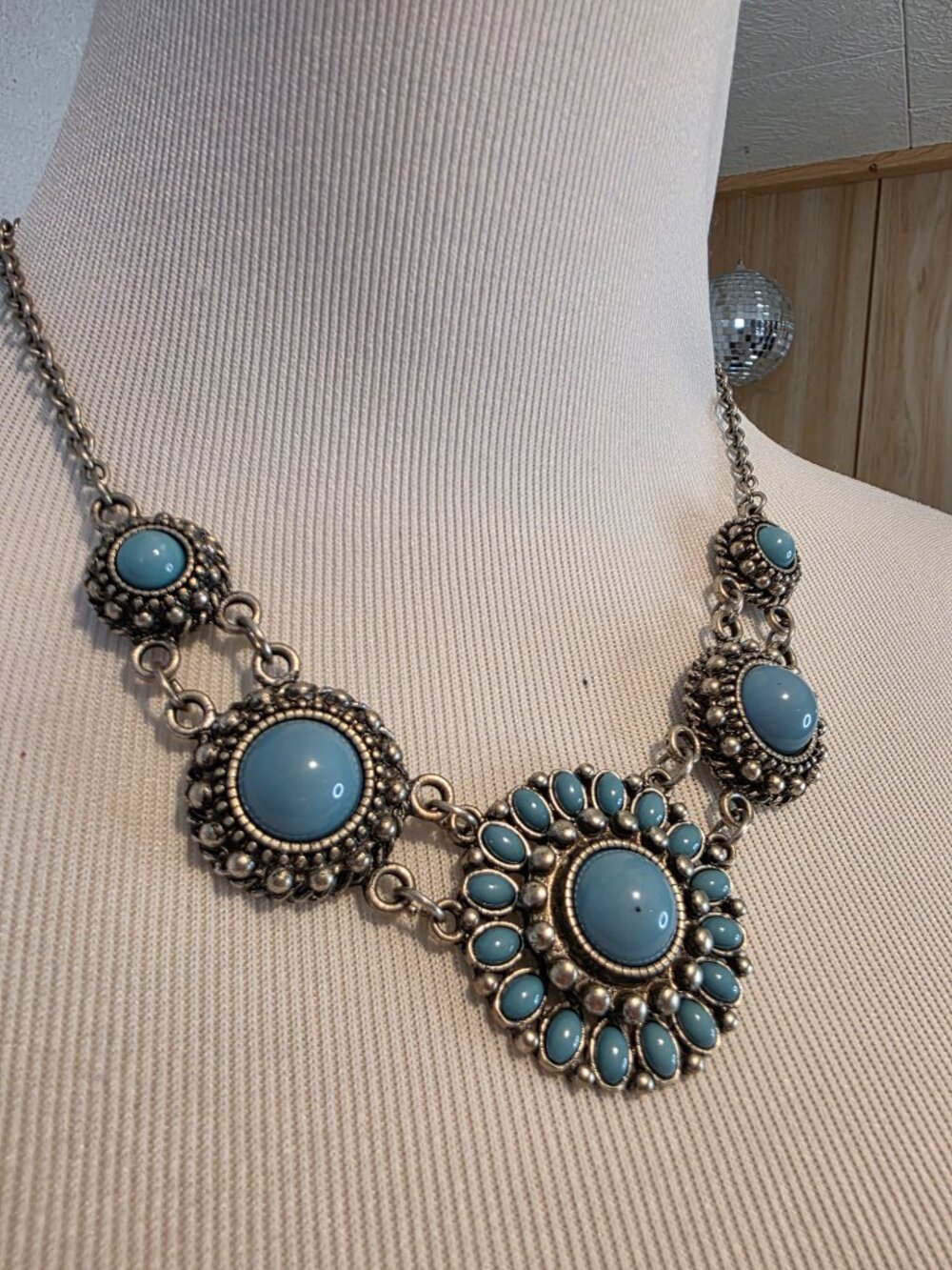 y2k Western Coastal Cowgirl Millennial McBling Turquoise Statement Necklace